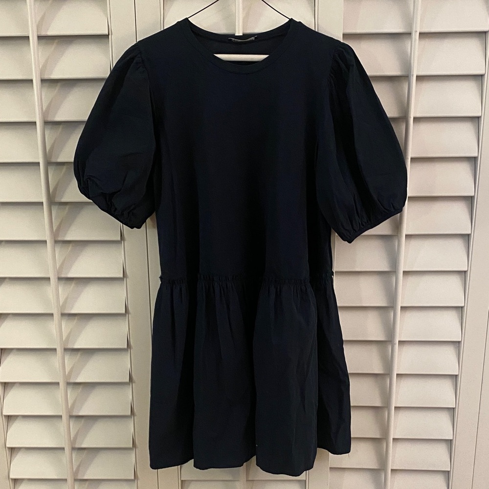 Zara cotton Puff-Sleeve Tiered Dress